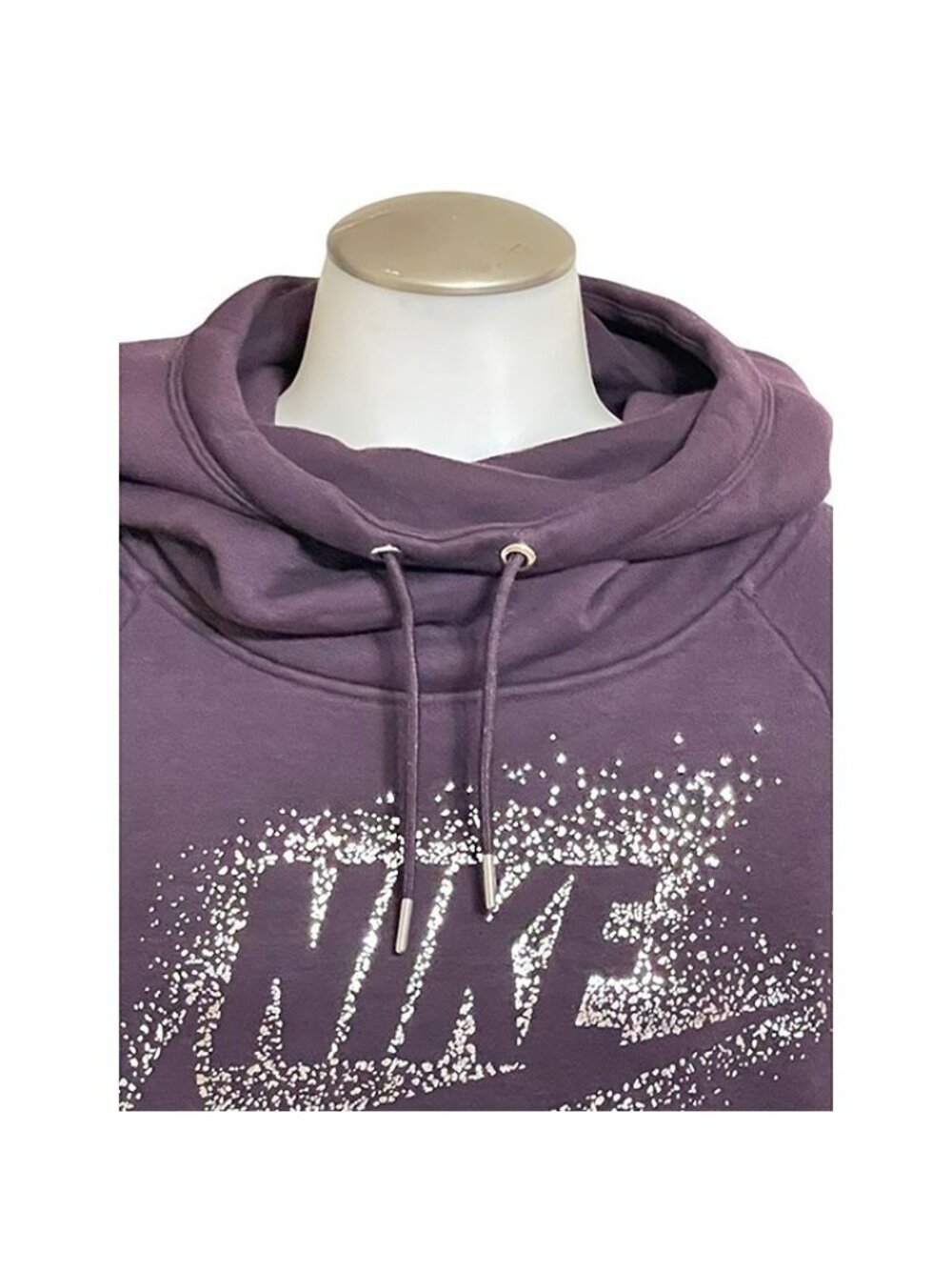 Nike Sportswear Rally Funnel-Neck Metallic-Logo Hoodie Size M - Picture 5 of 10